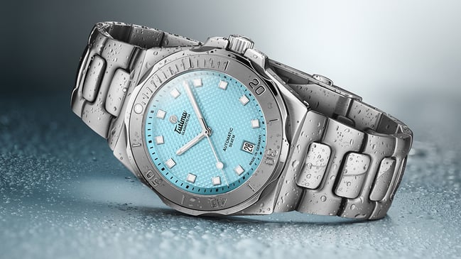 Tutima Glashütte Seven Seas S, 6156-30, Uhr liegend, blaues Zifferblatt
