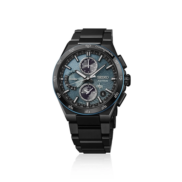 Seiko: GPS Solar Dual Time Chronograph Limited Edition “Spiral Galaxy” SSH187, Uhr von vorne