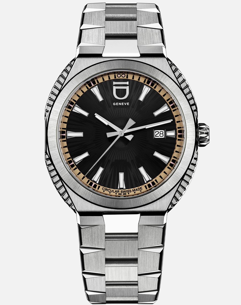  ID Genève – Circular S „Eclipse“, Automatik-Edelstahluhr mit schwarzem Zifferblatt