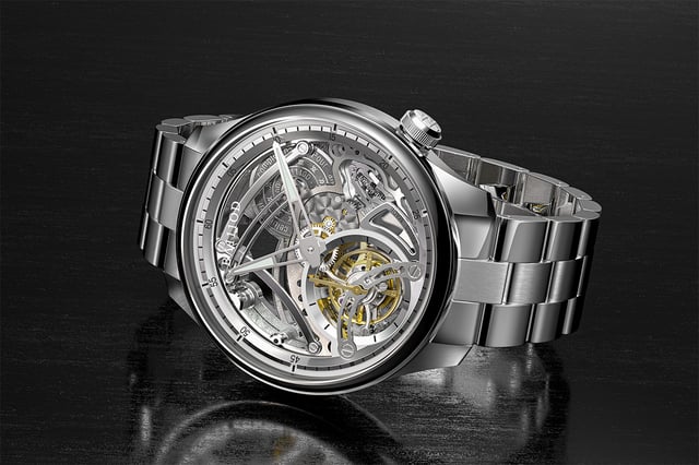 Ba111od Chapter 4 Skeleton Tourbillon White Ice, liegend dunkler Hintergrund