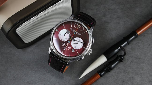 Alexander Shorokhoff – Happy Second Bordeaux, Chronograph mit Automatikkaliber und rotem Zifferblatt 