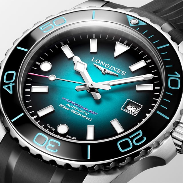 Longines HydroConquest Commonwealth Games Edition Glasgow 2026, Ref. L3.788.4.09.9, Zifferblatt Detailaufnahme
