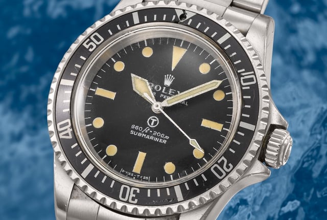 Rolex Submariner Ref. 5513, Detailansicht, Zifferblatt