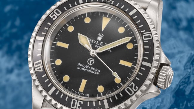 Rolex Submariner Ref. 5513, Detailansicht, Zifferblatt