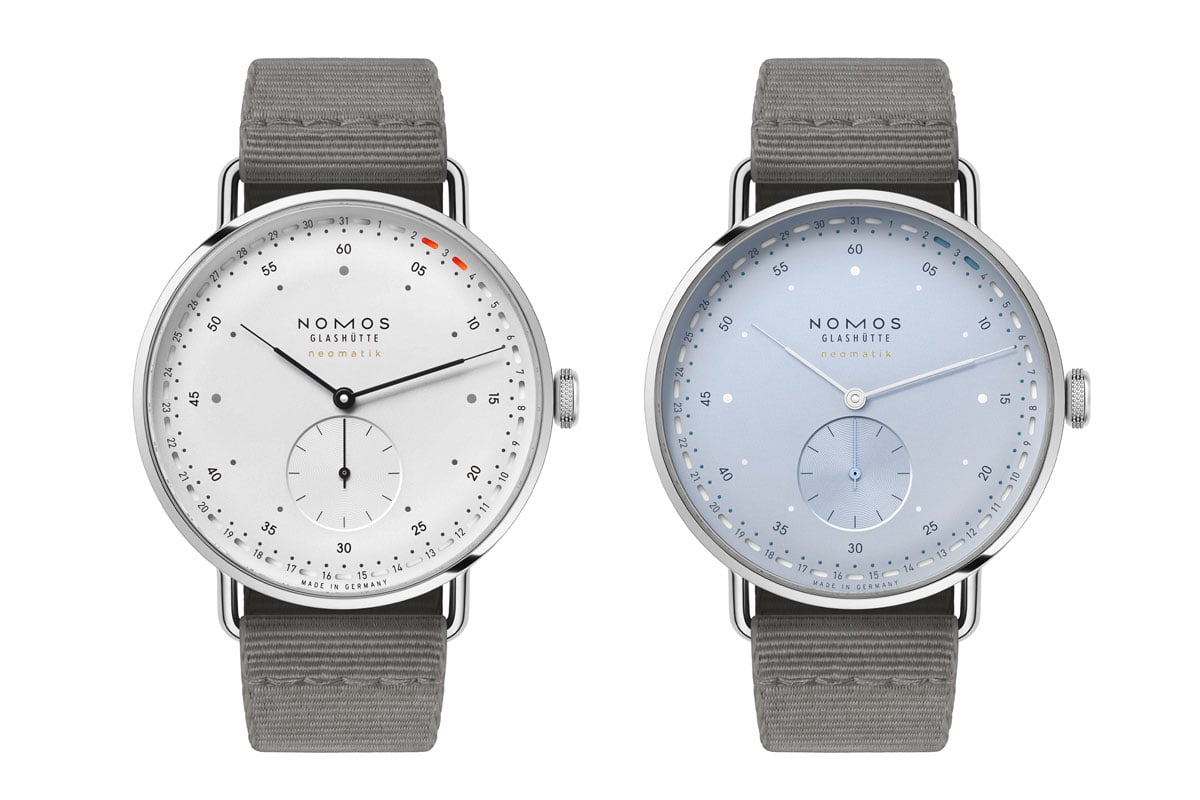 Nomos: Metro Neomatik 41 Update mit weißem und eisblauem Zifferblatt