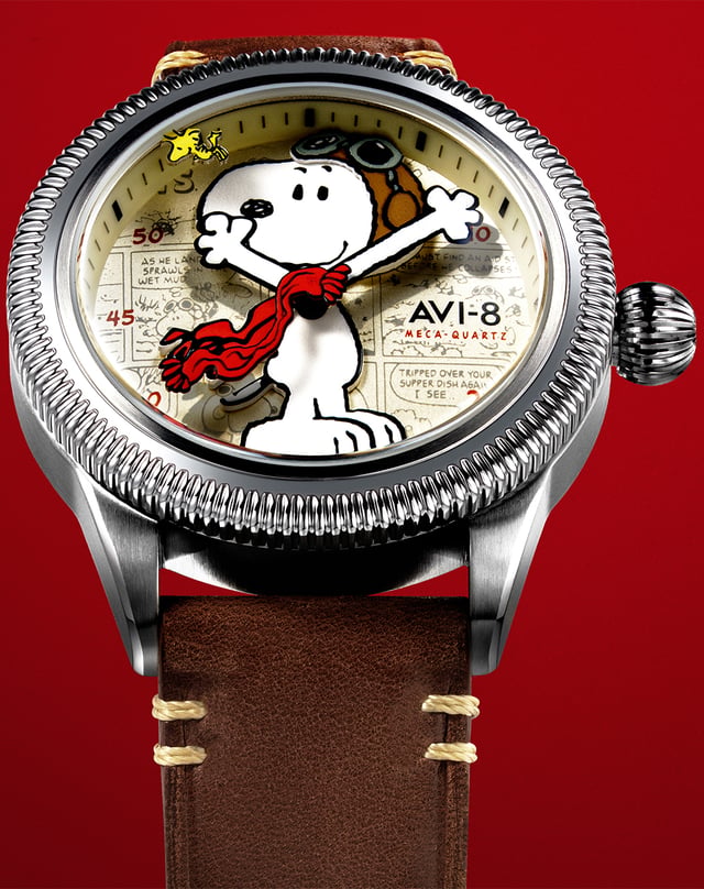 Avi-8 X Peanuts – Snoopy Flying Ace Limited Edition, limitierte Edelstahluhr