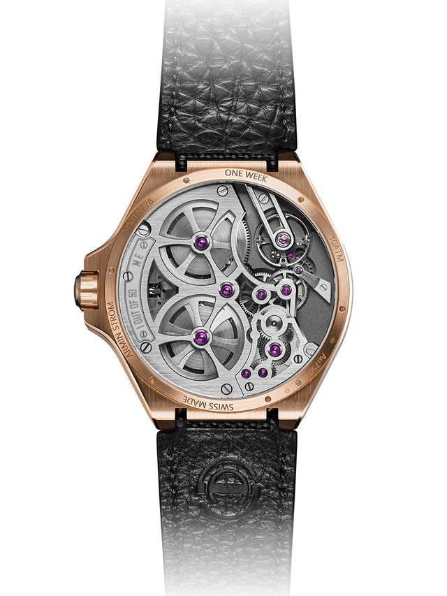 Armin Strom One Week Skeleton Rose Gold, Uhr Rückseite, Gehäuseboden
