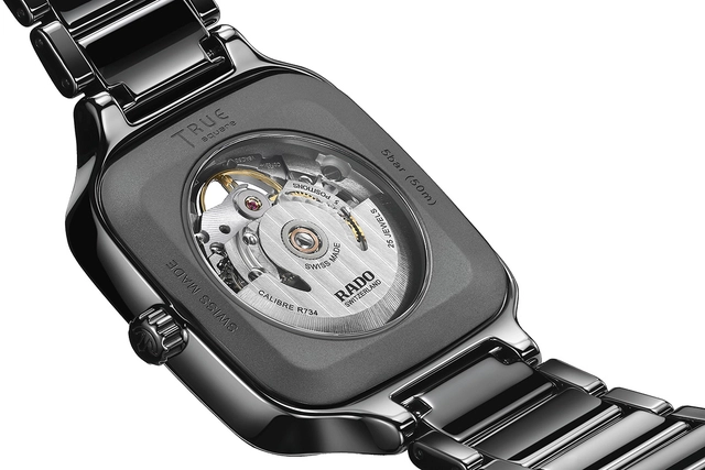 Rado True Square Skeleton, Ref. R27124702, Gehäuseboden und Werk