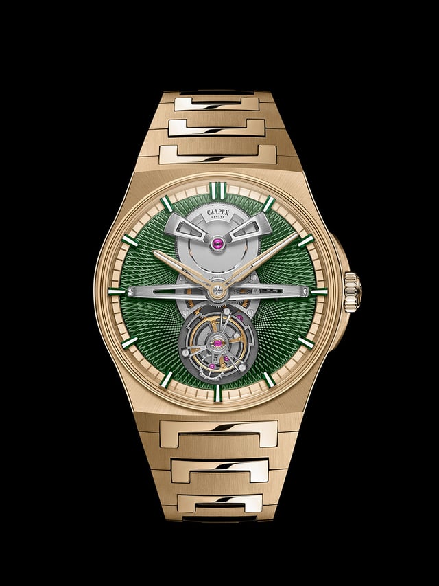 Czapek Antarctique Tourbillon Victory Green: Frontansicht goldene Uhr
