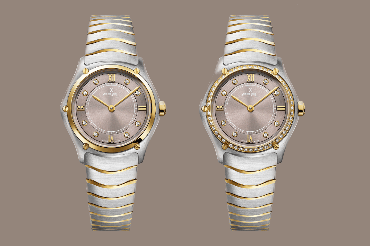 Die beiden versionen der Ebel Sport Classic Taupe, diamanten