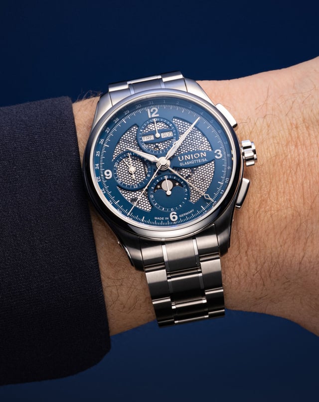 Union Glashütte: der Belisar Chronograph Mondphase am Handgelenk