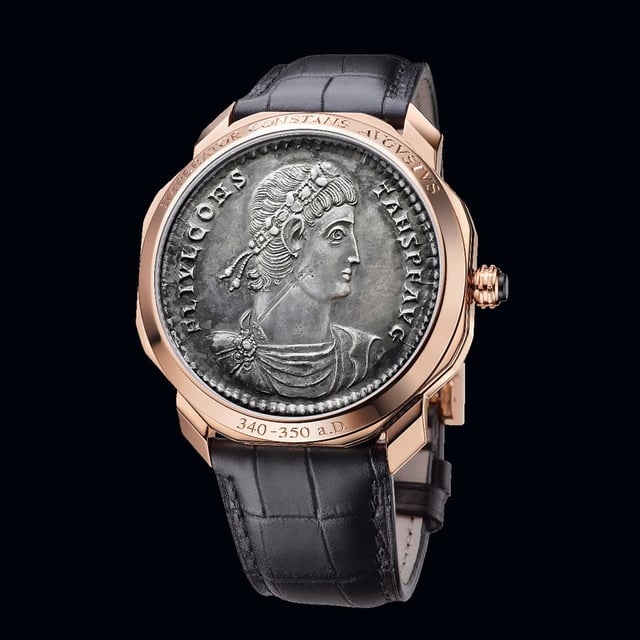 Bulgari: Den Klappdeckel der Octo Roma Monete ziert eine antike römische Kaisermünze