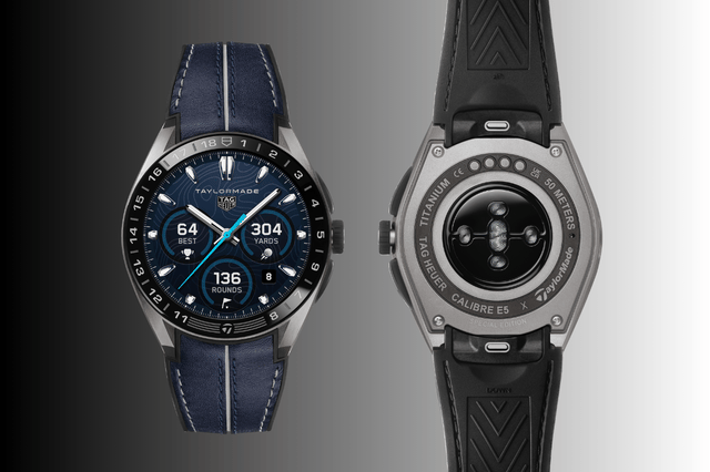 Front und rückseite der TAG Heuer Connected Calibre E5 45 mm x TaylorMade Edition