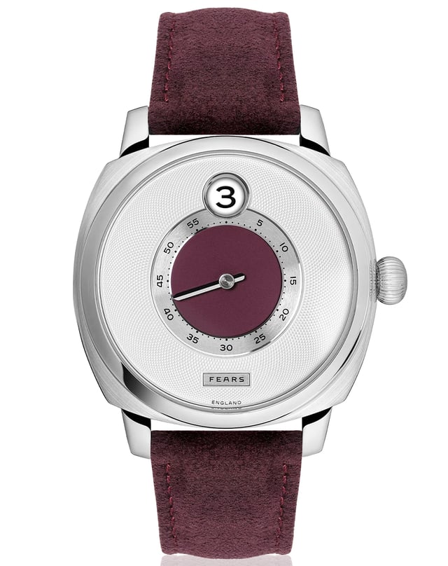 Fears Brunswick 40.5 Jump Hour „Barleycorn Plum“, Uhr mit springender Stunde und mechanischem Werk