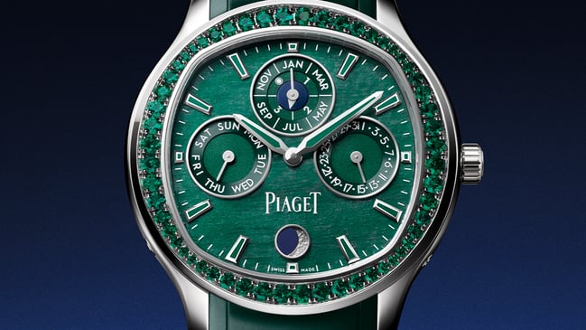 Piaget, Weißgolduhr mit ewigem Kalender und Edelsteinbesatz