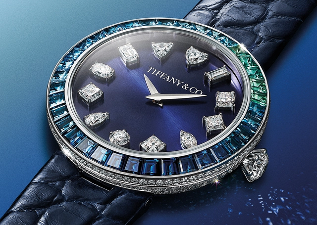 Eternity Baguette Watch by Tiffany in 18k white gold with diamonds and gemstones