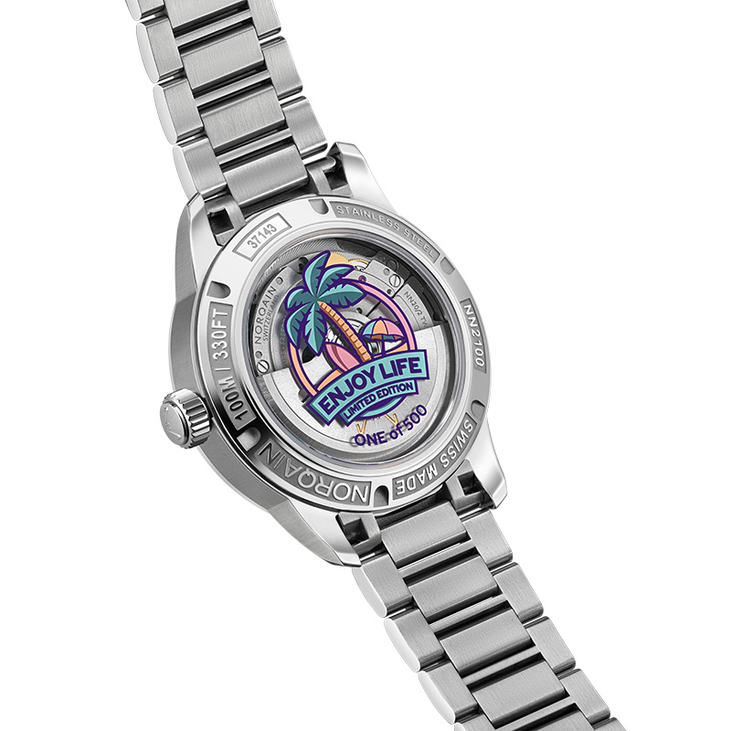 Norqain Freedom GMT Enjoy Life „Holiday“ Limited Edition, Gehäuseboden Einsicht Kaliber NN20/2
