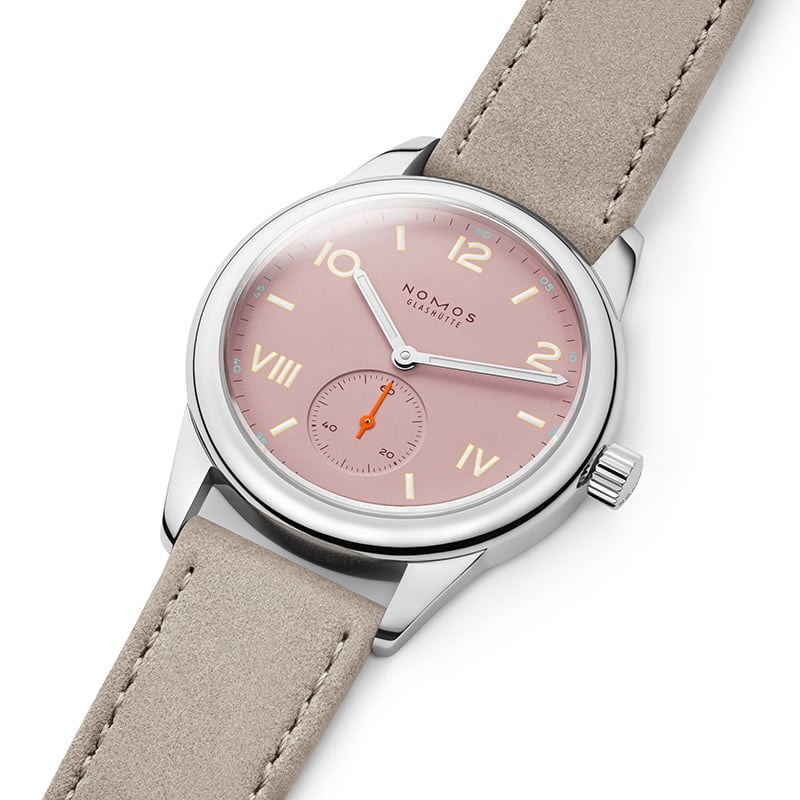 Nomos Club Campus 38 Full Rose, Edelstahluhr mit Zifferblatt in Rosa