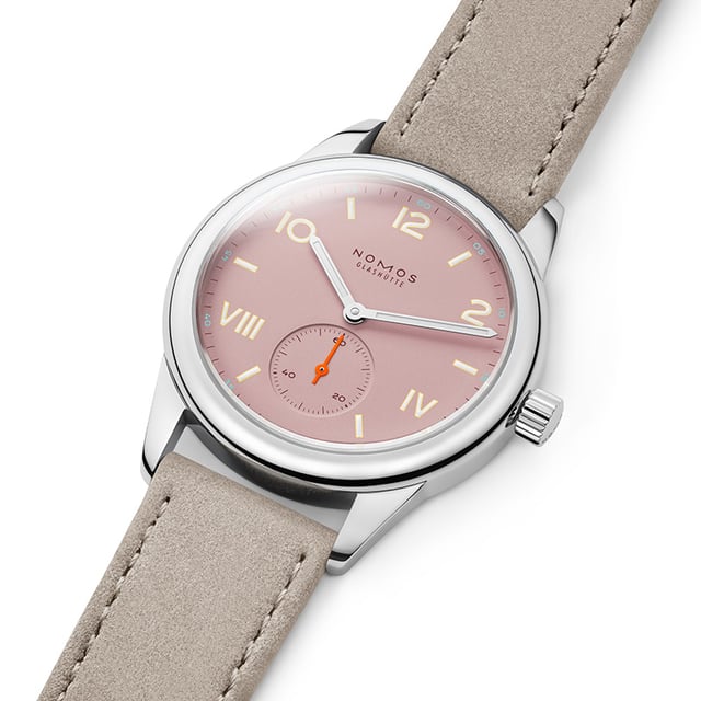 Nomos Club Campus 38 Full Rose, Edelstahluhr mit Zifferblatt in Rosa
