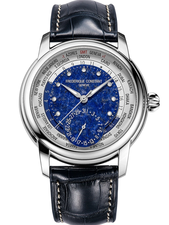 Frederique Constant Elements Classic Worldtimer Manufacture, Uhr mit Zifferblatt in Lapislazuli