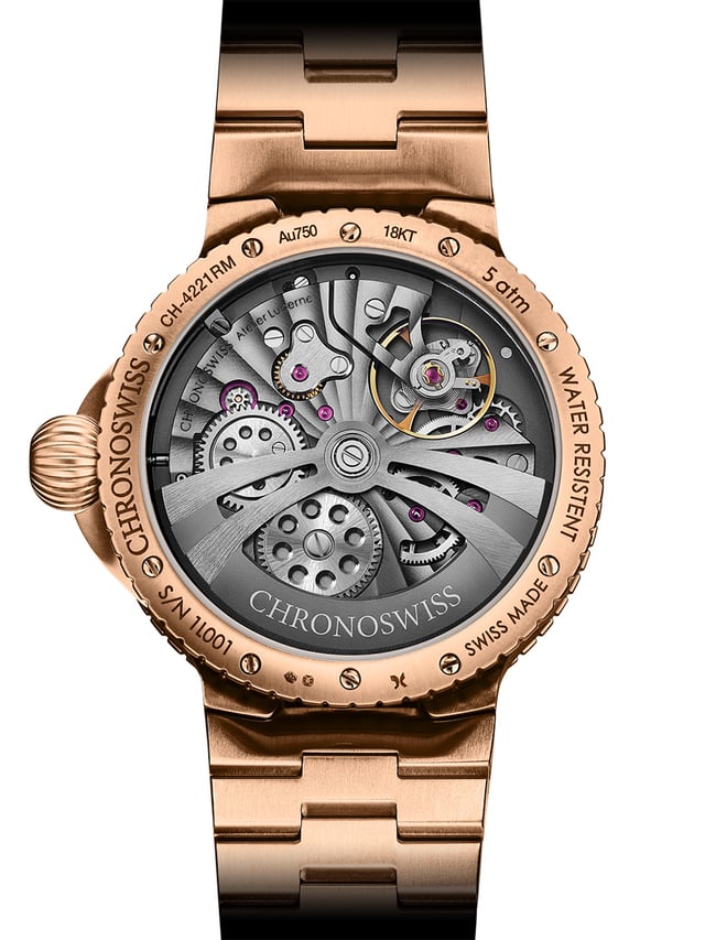 Chronoswiss Pulse GMT Enamel Sky Gold, Bodenansicht Gehäuse