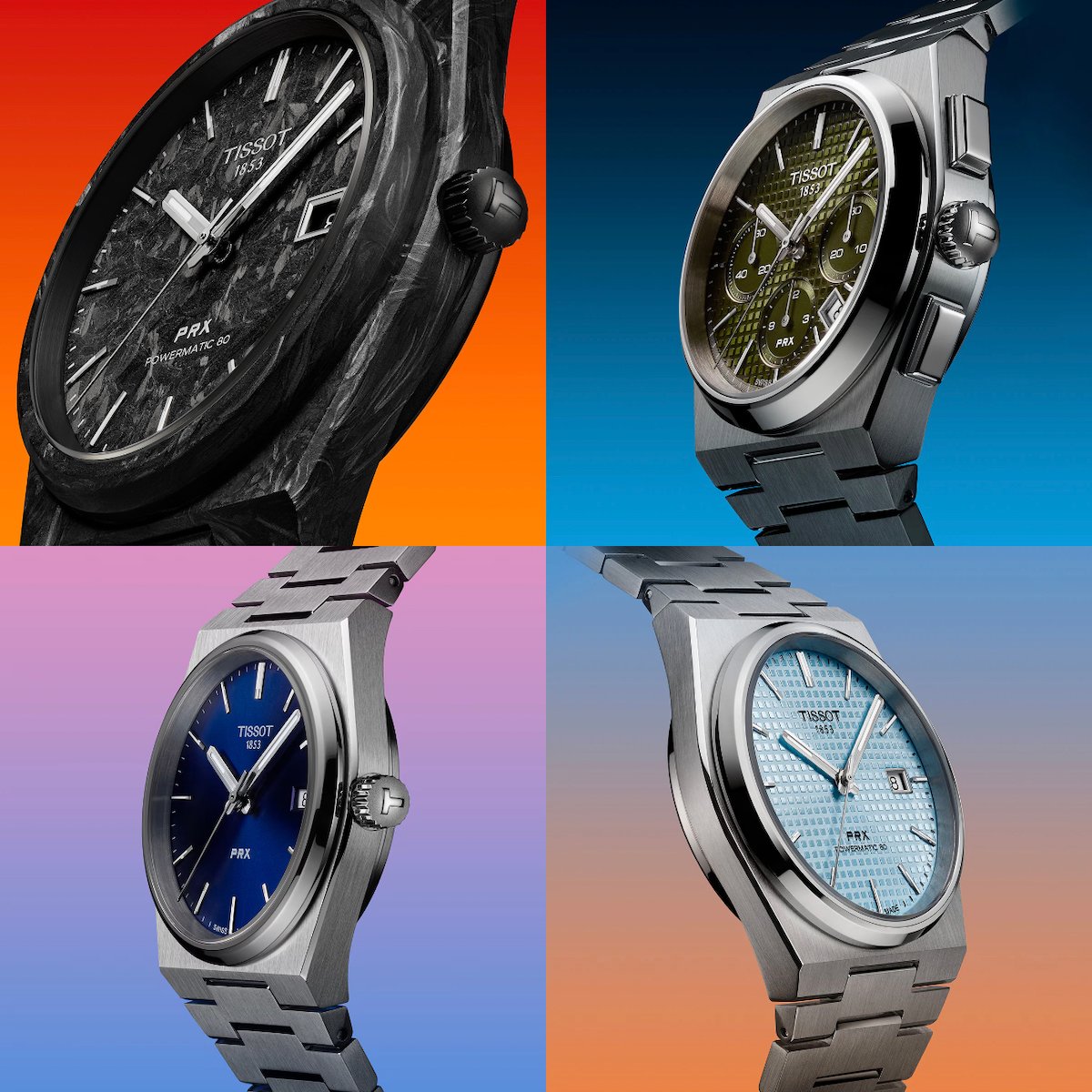 Vier Modelle der Tissot PRX Extensions 2024