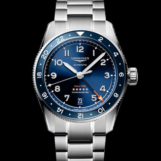 Longines: Spirit Zulu Time blau Metallband
