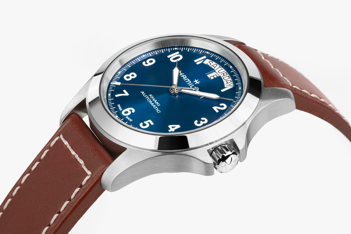 Hamilton-Khaki-Field-King-Day-Date-blau-Lederband
