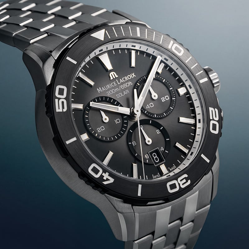 Maurice Lacroix Pontos S Solar Chronograph, Ref. PT1038-SSL22-330-1, Zifferblatt Nahaufnahme