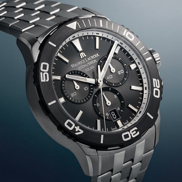 Maurice Lacroix Pontos S Solar Chronograph, Ref. PT1038-SSL22-330-1, Zifferblatt Nahaufnahme