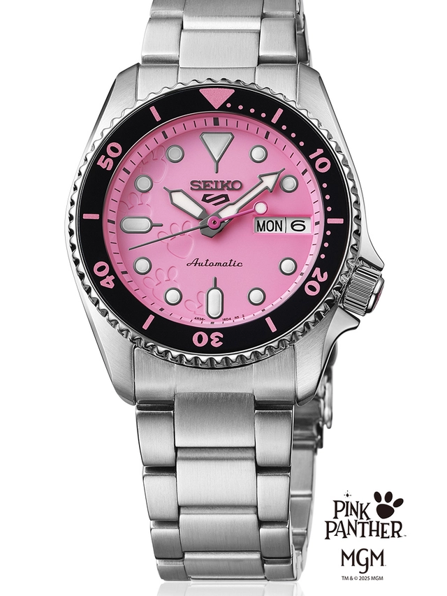 Seiko: Seiko 5 Sports SKX Series Pink Panther Limited Edition SRPM07, Uhr von vorne
