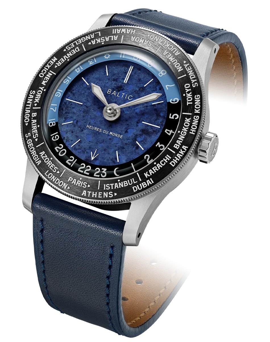 Baltic – Heures du Monde Worldtimer, Weltzeituhr aus Edelstahl mit Automatikkaliber