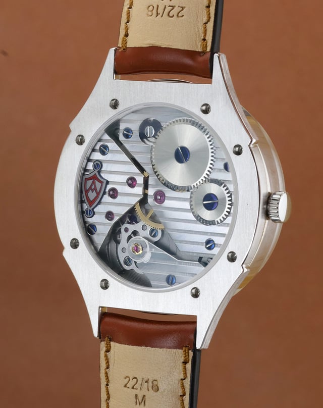 A. Mantei – Horologium, ausgefallene Uhr aus Silber mit Handaufzugswerk