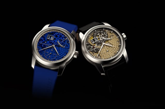 die beiden versionen der Zeitwinkel 173° Bleu und Fumé