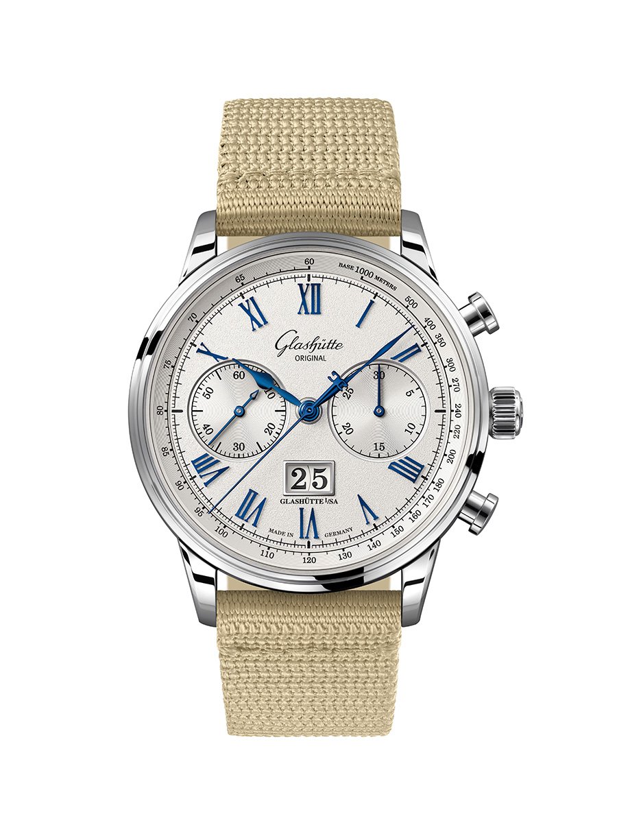 Glashütte Original Senator Chronograph 1-37-24-01-02-61, Uhr mit Textilband