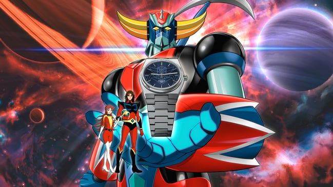 Tissot Uhr PRX UFO Robot Grendizer vor Manga-Zeichnung
