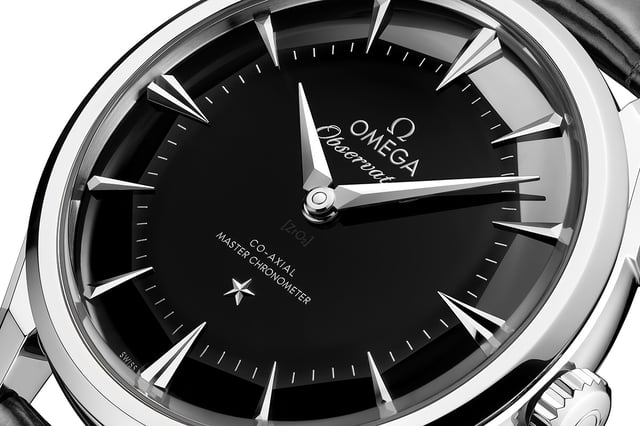 Omega Constellation Observatory, Ref. 140.13.39.21.01.001, Stahluhr mit schwarzem Zifferblatt