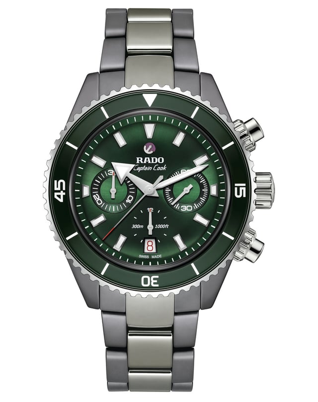 Rado Captain Cook High-Tech Ceramic Chronograph mit grünem Zifferblatt