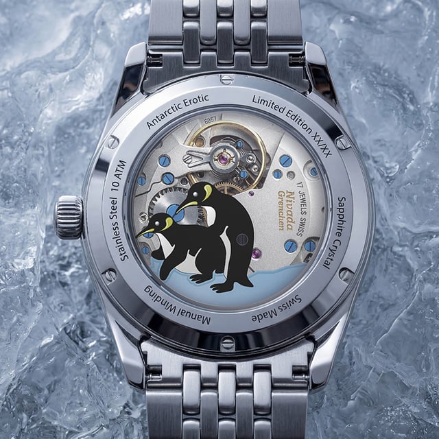 Nivada Grenchen Antarctic Erotic 38 mm, Gehäuseboden