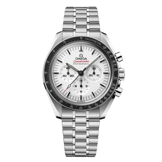 Omega Speedmaster Moonwatch Professional mit weißem Zifferblatt, Edelstahl, 8.800 Euro