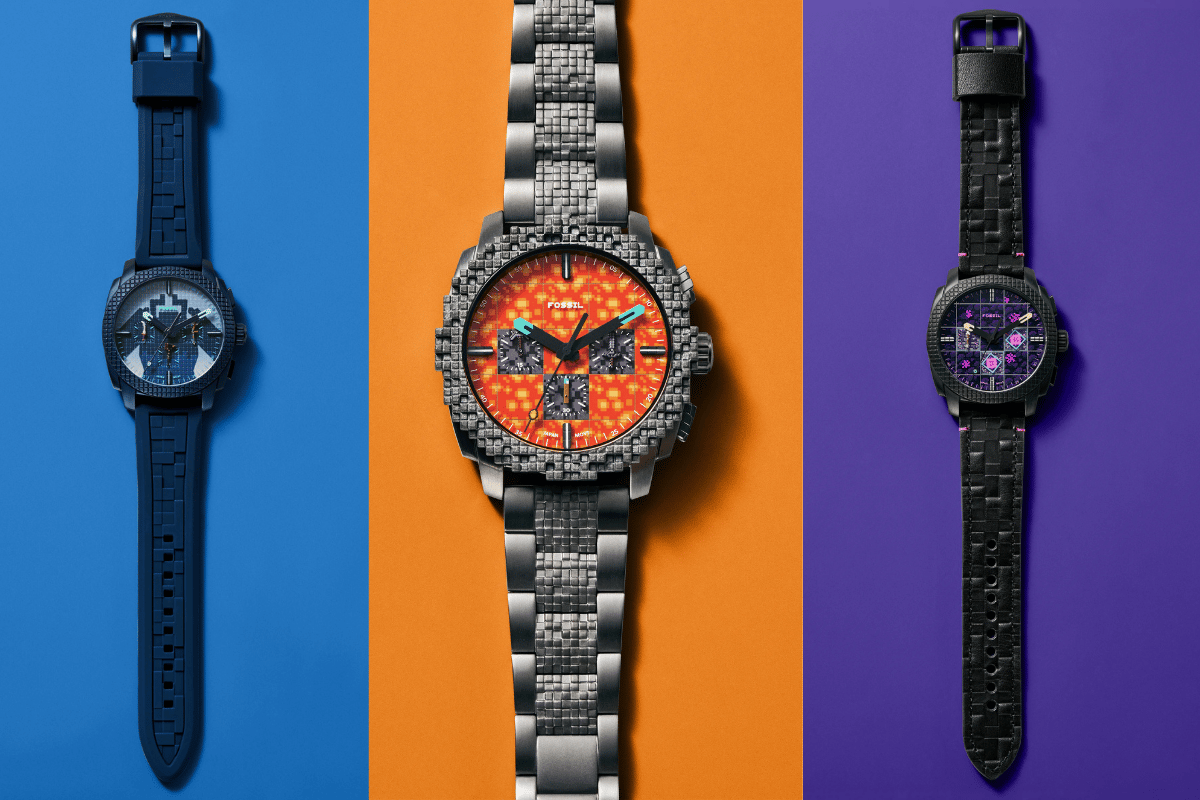 Fron und Armbänder der Fossil-Minecraft-Kollektion