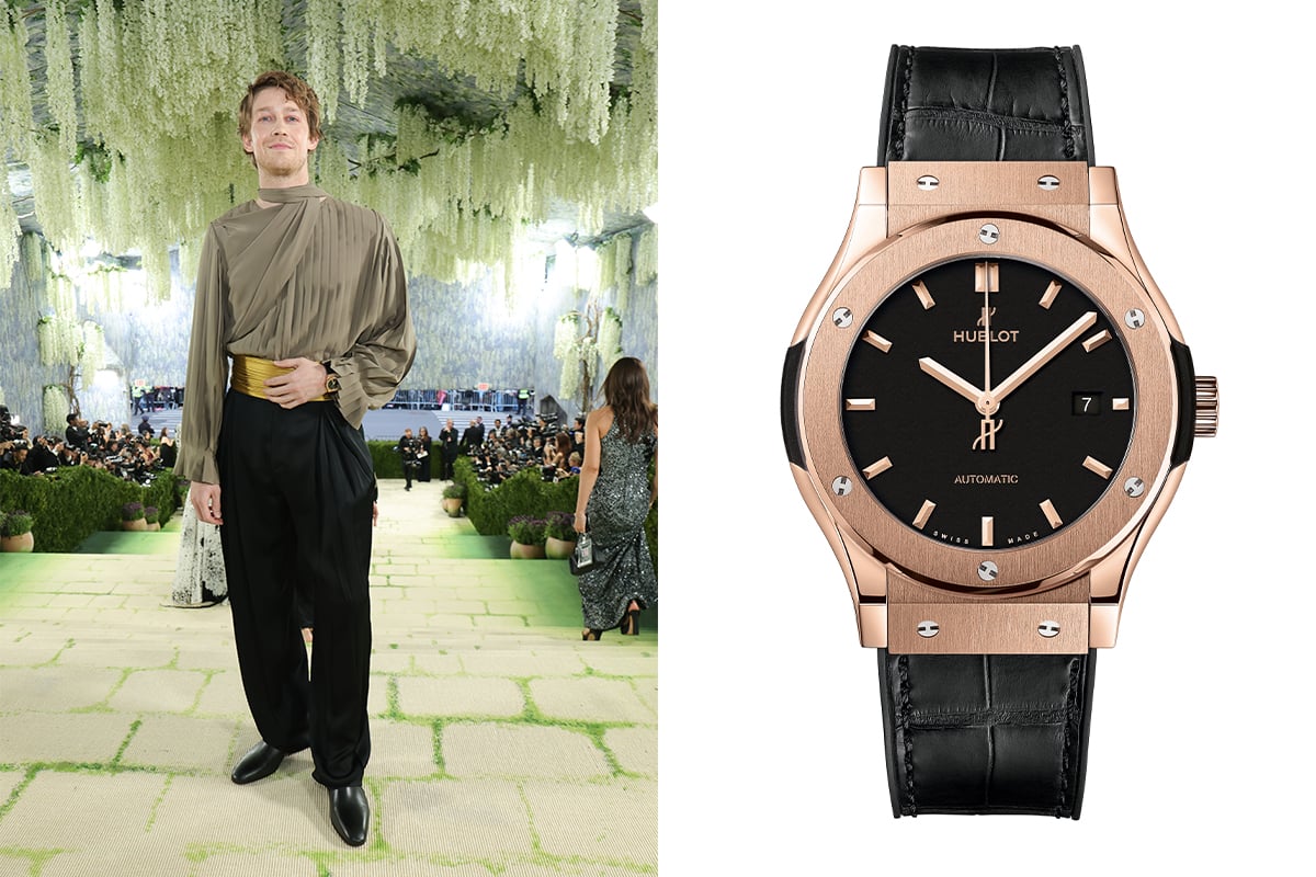 Joe Alwyn – Hublot Classic Fusion King Gold 42 mm, Golduhr auf der Met Gala