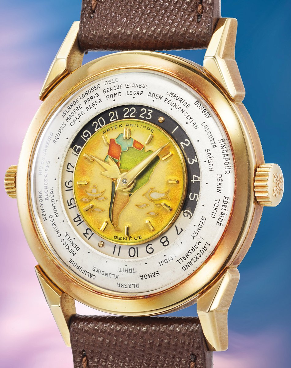 Patek Philippe Ref. 2523, Goldene Weltzeituhr mit Emaillezifferblatt von Patek Philippe