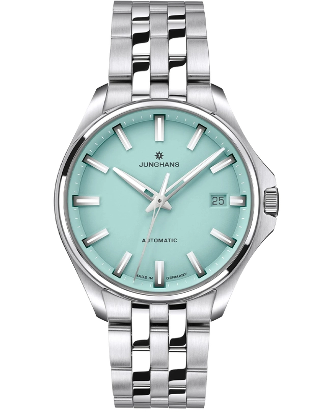 Junghans – Meister S Automatic 36 mm, Automatikuhr aus Edelstahl mit hellblauem Zifferblatt 