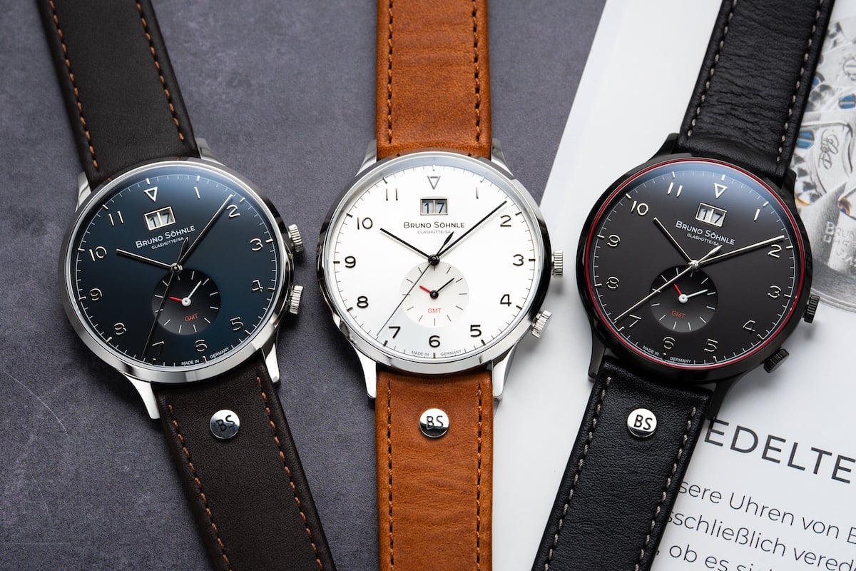 Vorderansicht der drei versionen der Bruno Söhnle Brunello GMT