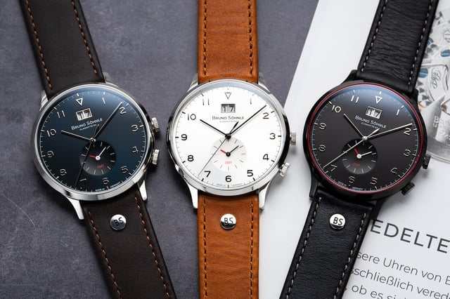 Vorderansicht der drei versionen der Bruno Söhnle Brunello GMT