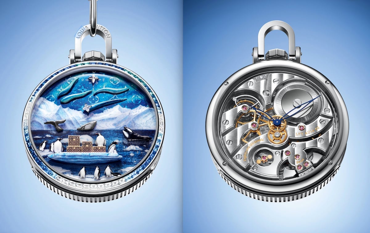 Front und rückseite der Louis Vuitton Escale en Alaska Pocket Watch