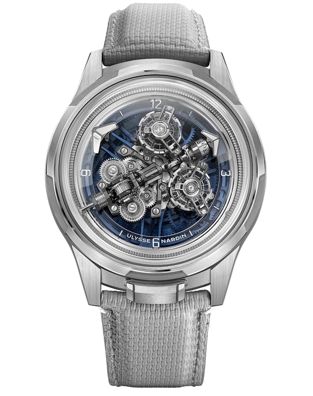 Ulysse Nardin – Super Freak, ausgefallene Automatikuhr aus Weißgold mit zwei Tourbillons