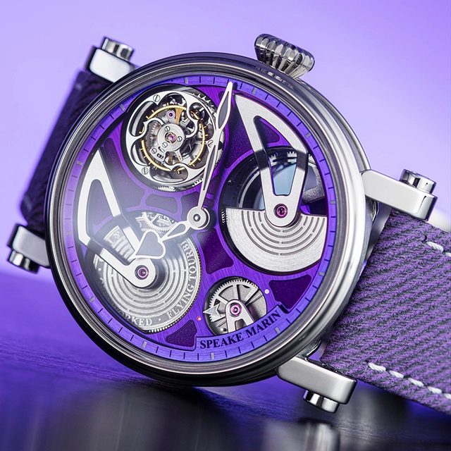 Speake Marin Openworked Tourbillon Purple Hour Zifferblatt 