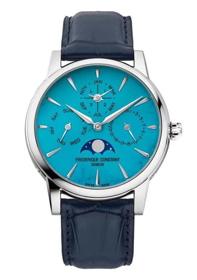 Frederique ConstantClassic Perpetual Calendar Manufacture & Türkis: Frontansicht Gehäuse